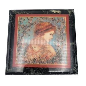 Vintage Edna Hibel Mother & Child Marble Trinket Jewelry Box